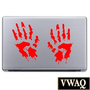 Zombie Hands Laptop Decal - Bloody hands Laptop Sticker - Zombie Decor Theme Sticker - VWAQ-L112