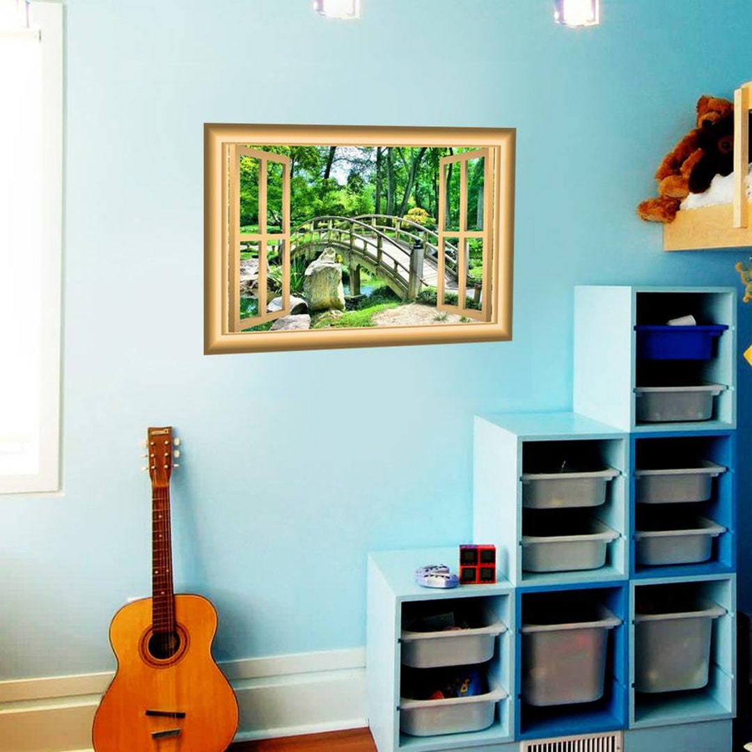 Bridge Forest Nature 3D Wall Art Decal Window Frame Peel & Stick Easy ...