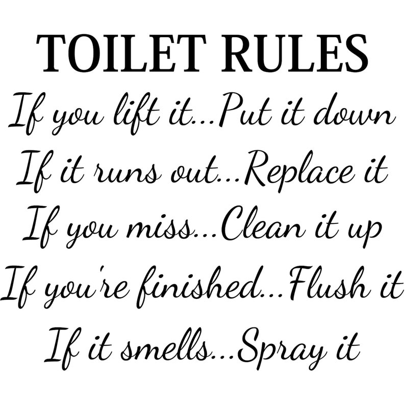 Toilet Rules Vinyl Wall Decor Bathroom Sticker Restroom Vinyl Etsy
