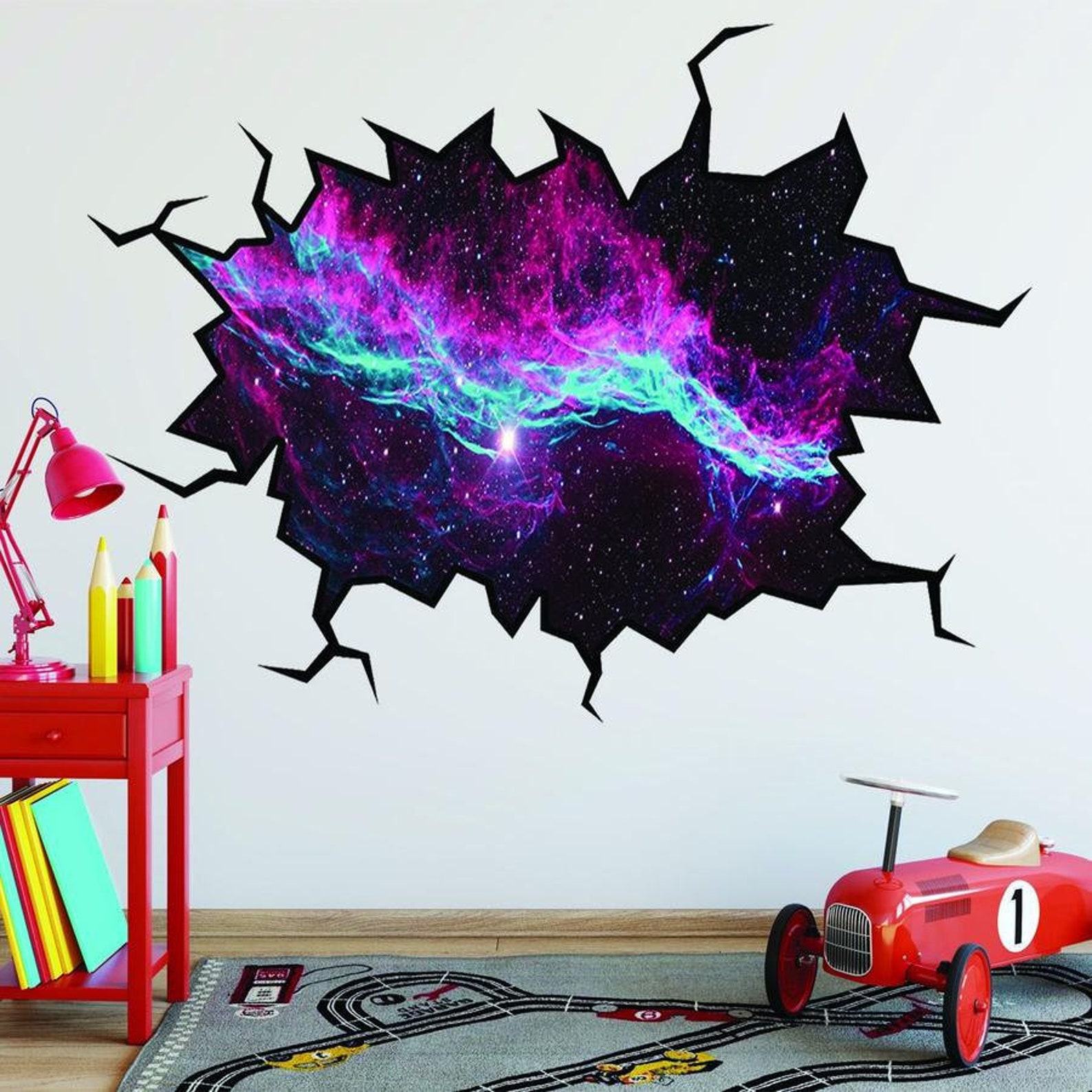 Galaxy Wall Sticker Outer Space Wall Art Decor Vinyl Wall Etsy