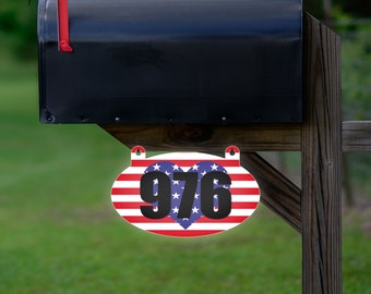 Personalized Metal House Signs Mailbox Numbers Address Plaque - Custom Reflective American Flag Aluminum Yard Sign (VWAQ-AS2S4)