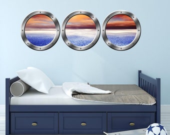 Fish Decals - Submarine Portholes, Underwater Ocean Animals Decor VWAQ-SPW17