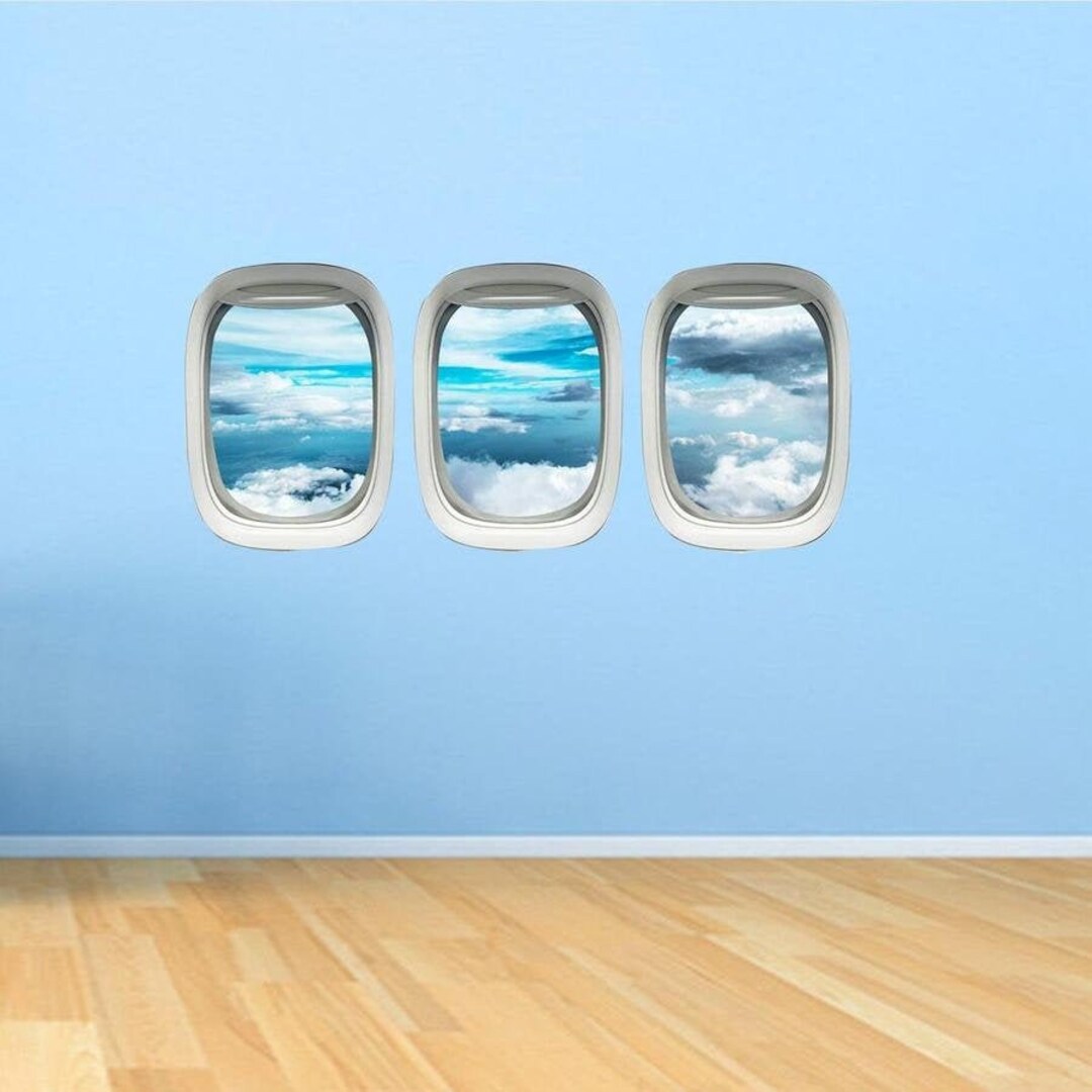 Airplane Decal Aircraft Window Frame Wall Mural Sticker Pack Boys Room