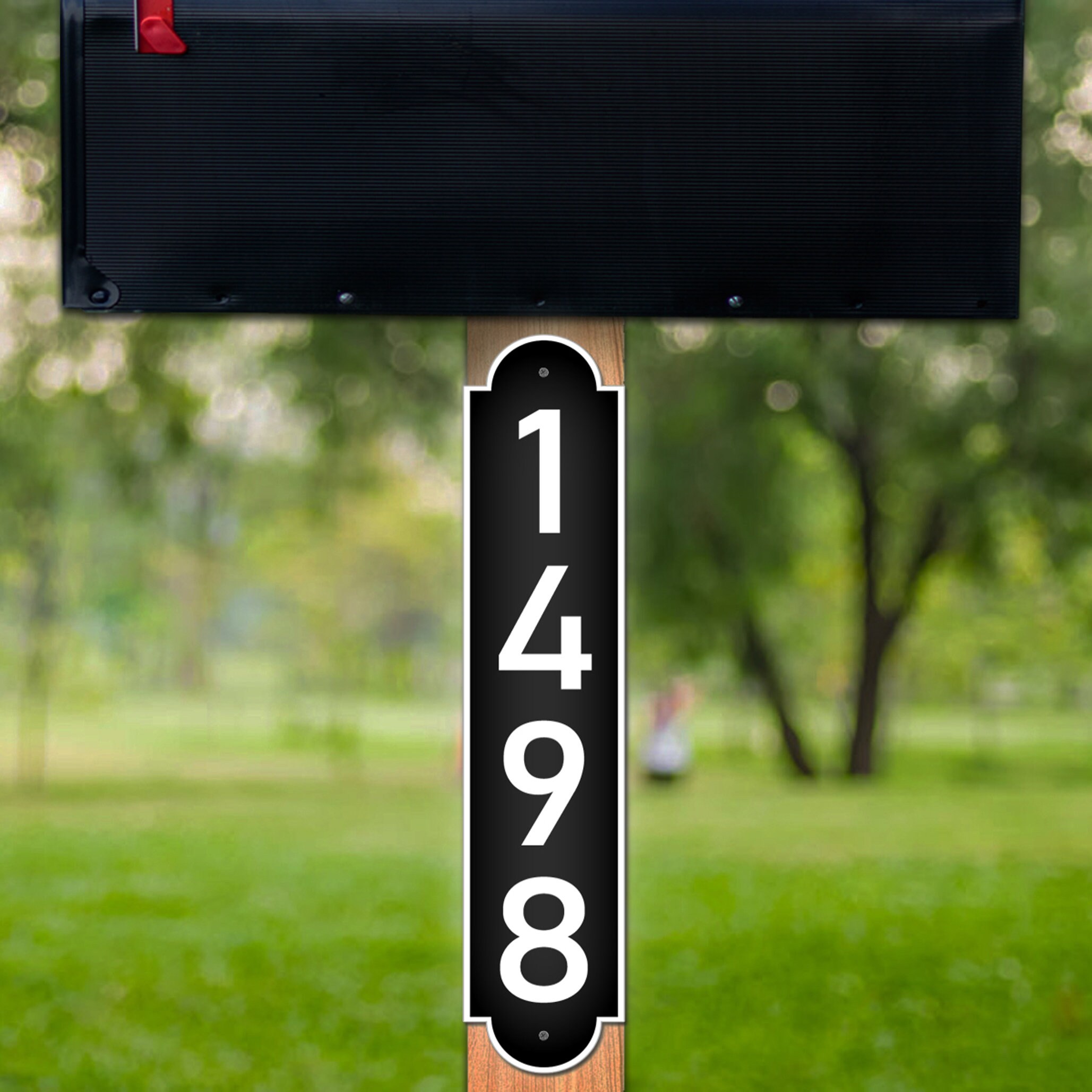 Mailbox Numbers Custom Metal Address Sign | Pre Drilled Reflective Post ...