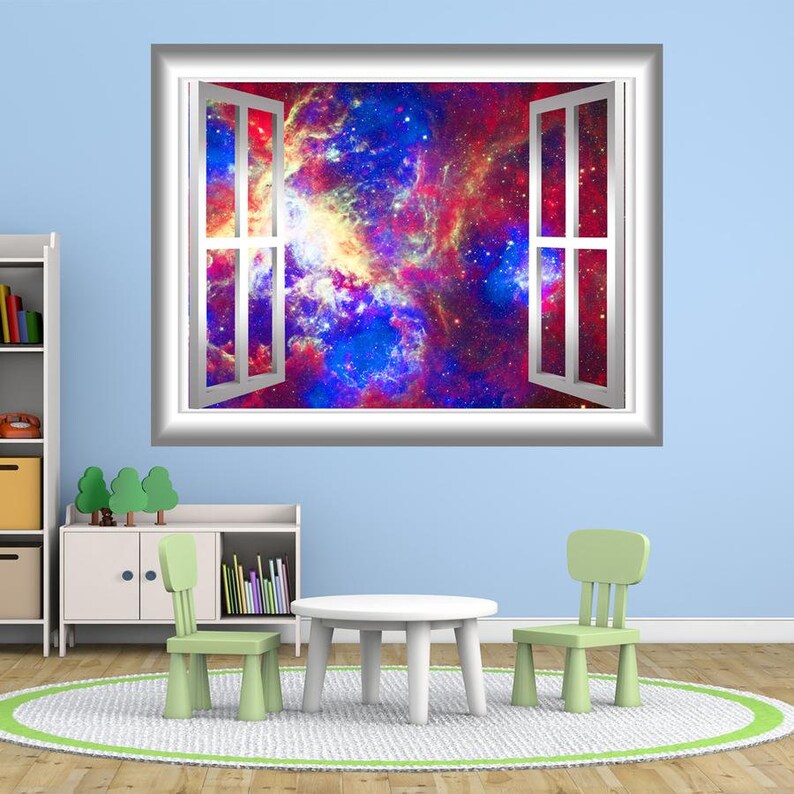Galaxy Wall Decal Outer Space Graphics Peel and Stick 3D Etsy
