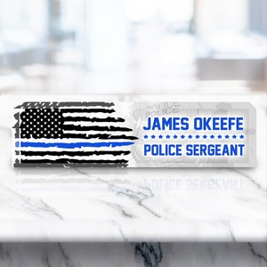 Personalized Name Plate for Desk | Custom Name Clear Acrylic Glass | Police Gift For Officer | Law Enforcement Personalized Gift VWAQ-ACS89)