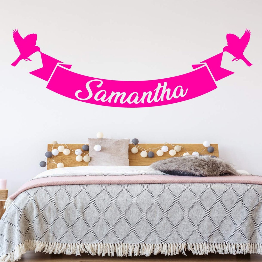 Custom Kids Name Wall Decal - Personalized Girls Decor Birds Vinyl Art ...