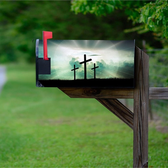 Licensed and Trademarked Inc. Custom Decor He is Risen Mailbox Makeover Copyright Vinyl with Magnetic Strips for Steel Standard Rural Mailbox Made in The USA