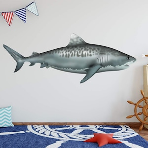 Tiger Shark Vinyl Decal - Ocean Animals Wall Stickers VWAQ - NA03
