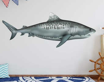 Tiger Shark Vinyl Decal - Ocean Animals Wall Stickers VWAQ - NA03