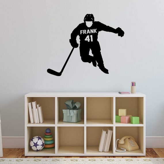 Custom Hockey Player Wall Decal Personalized Name Sports Wall Etsy