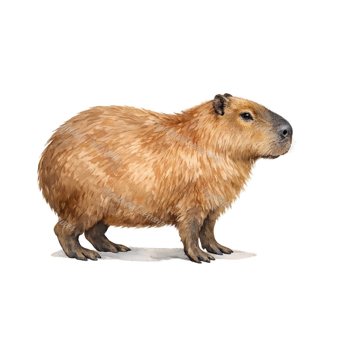 20 Capybaras Clipart – Charming Watercolor Collection, Fun Png Files ...