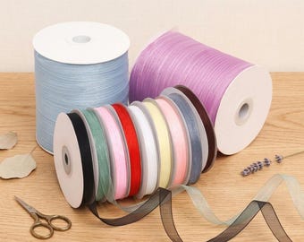 Cinta de organza transparente de 1 cm para envolver regalos, decoración de bodas, lazos para el cabello y manualidades florales.