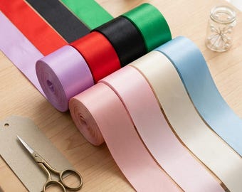 Solid Satin Ribbon 4cm 5cm 6cm, Wedding Chair Sash Decor Crafting Fabric Trim