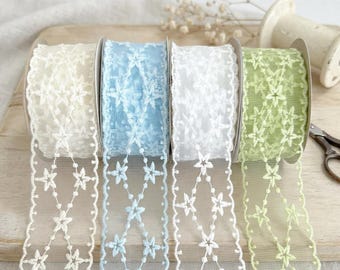 Cinta de encaje con estrellas de 4 cm, ribete de ganchillo vintage para lazos Lolita, envoltorio de regalos de boda DIY