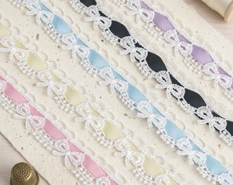 Cinta de encaje Lolita de 5 yardas y 1,5 cm para costura, cinta de poliéster soluble en agua para manualidades de ropa.