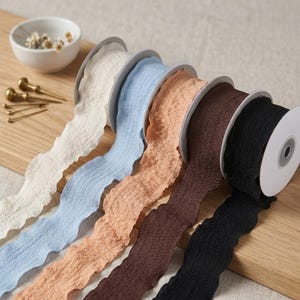 4 cm volangband i organza, texturerat sjöjungfrutyg för blomsterarrangemang och presentinslagning