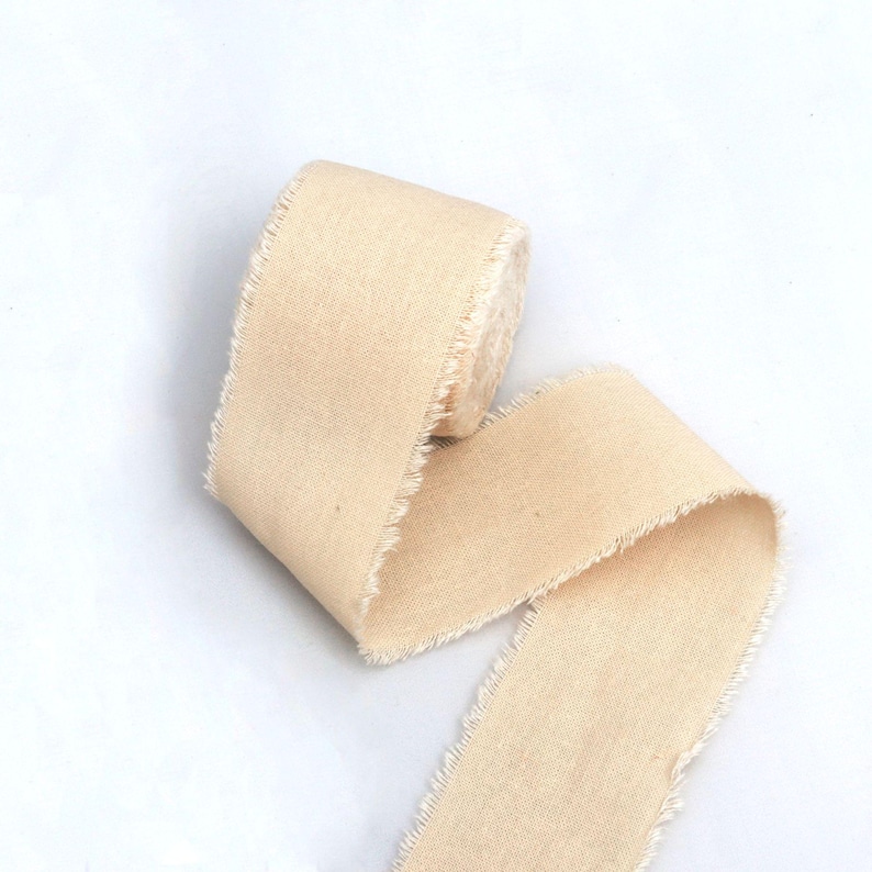 Frayed Edge Cotton Linen Ribbon, Rustic Boho Wedding Bouquet Wrap and ...
