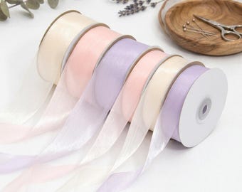 Cinta de organza transparente para envolver regalos, decorar pasteles con flores y hacer lazos caseros.