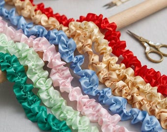 Ribete de encaje plisado de doble cara, cinta de tela con volantes para costura, envoltorio de regalo floral DIY y adorno de prendas.