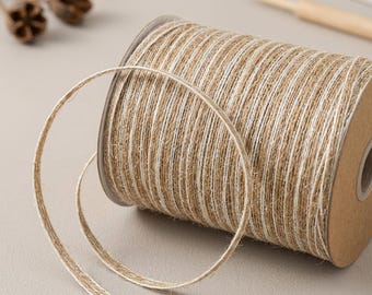 Cinta de cordel de yute blanco de 0,6 cm de ancho, ribete de arpillera natural para decoración rústica de bodas y manualidades, 2 metros de largo.