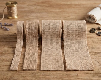 Rollo de cinta de yute natural de 5 m, ribete de tela de arpillera rústica para decoración de bodas y envoltura de regalos (hazlo tú mismo).