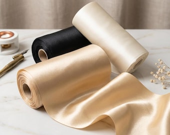 Cinta de satén de 15 cm de ancho para lazos de sillas de boda, ribete decorativo de tela para envolver regalos y lazos.