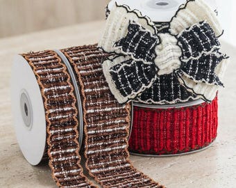 Cinta decorativa de cuadros tejidos para lazos para el cabello, cinta de tela de estilo vintage para costura DIY y envoltura de regalos.