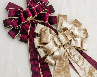 Adorno de lazo de terciopelo, decoración para árbol de Navidad para envolver regalos y manualidades para fiestas navideñas.