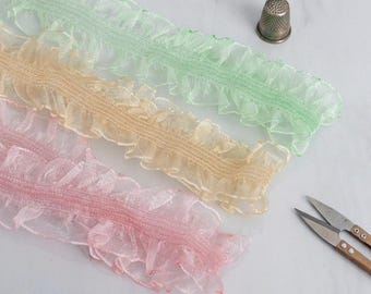 Ribete elástico con volantes de 3 cm (10 yardas), encaje elástico acanalado vertical para costura, prendas de vestir DIY y decoración del hogar.