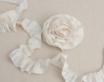 Ribete de volantes de algodón blanco de 3 cm, cinta de encaje plisada para vestidos de muñecas y proyectos de costura de decoración del hogar.