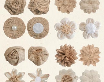 Noeud de fleur rose en toile de jute pour décoration de Noël, fournitures de bricolage pour maison de ferme rustique