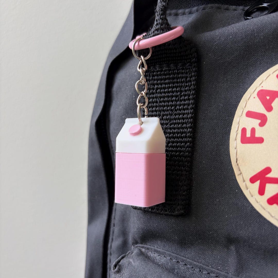 Container Key Ring Pink Carton Keychain - Small Minimalist Storage Container Keyring for ...