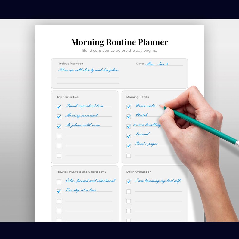 Morning Routine Planner Printable | Daily Habit Tracker (A4 & US Letter ...