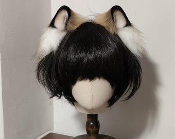 Diadema con orejas de gato salvaje, personalizable, para cosplay, con orejas de lobo esponjosas, de piel sintética, con orejas de gato negro.