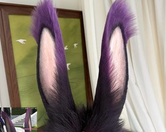 Diadema con orejas de conejo FF14, color personalizado, kit de cosplay de piel sintética con orejas de conejo