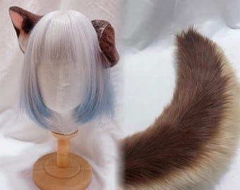 Kit de orejas y cola de perro marrón, color personalizado disponible, perro de cosplay
