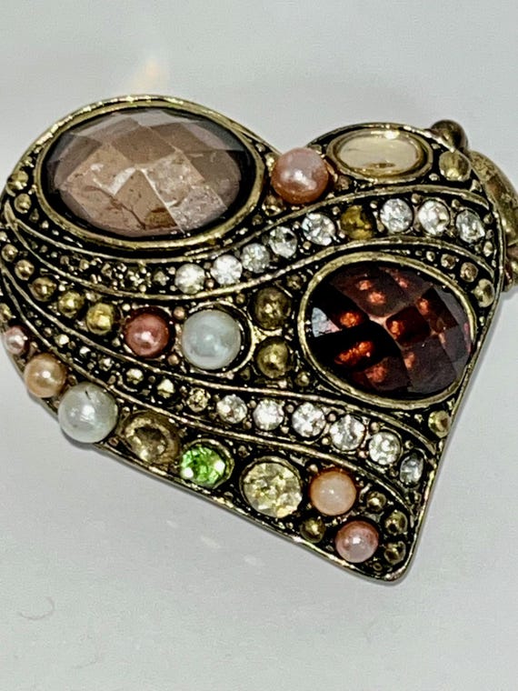 Boho Heart Statement Ring | Crystal, Rhinestone &… - image 1