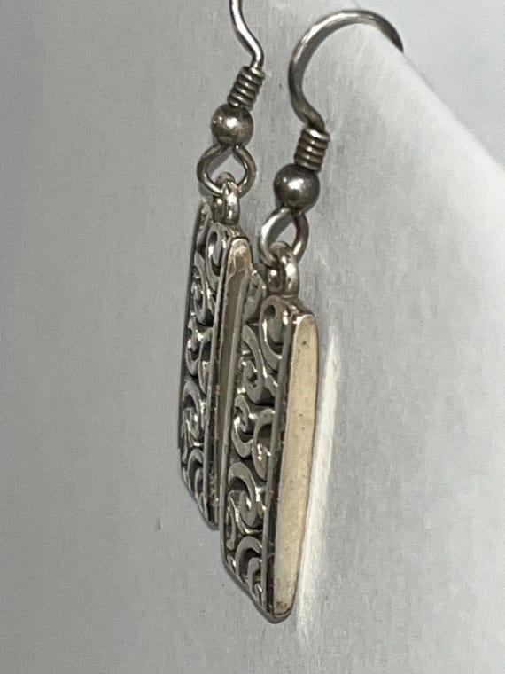 Brighton Silver Scroll Rectangle Drop Earrings - image 7