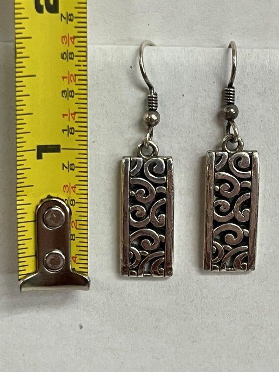 Brighton Silver Scroll Rectangle Drop Earrings - image 8