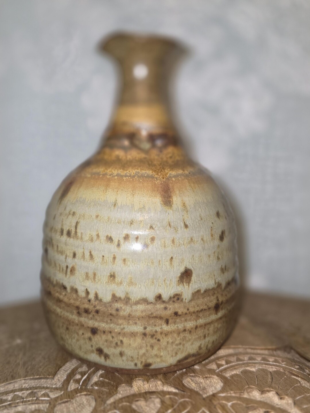 Vintage 1980s Studio Pottery Vase - Hand Thrown Speckled Stoneware - Etsy