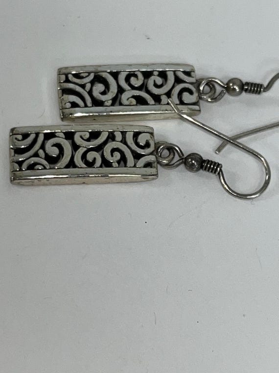 Brighton Silver Scroll Rectangle Drop Earrings - image 3