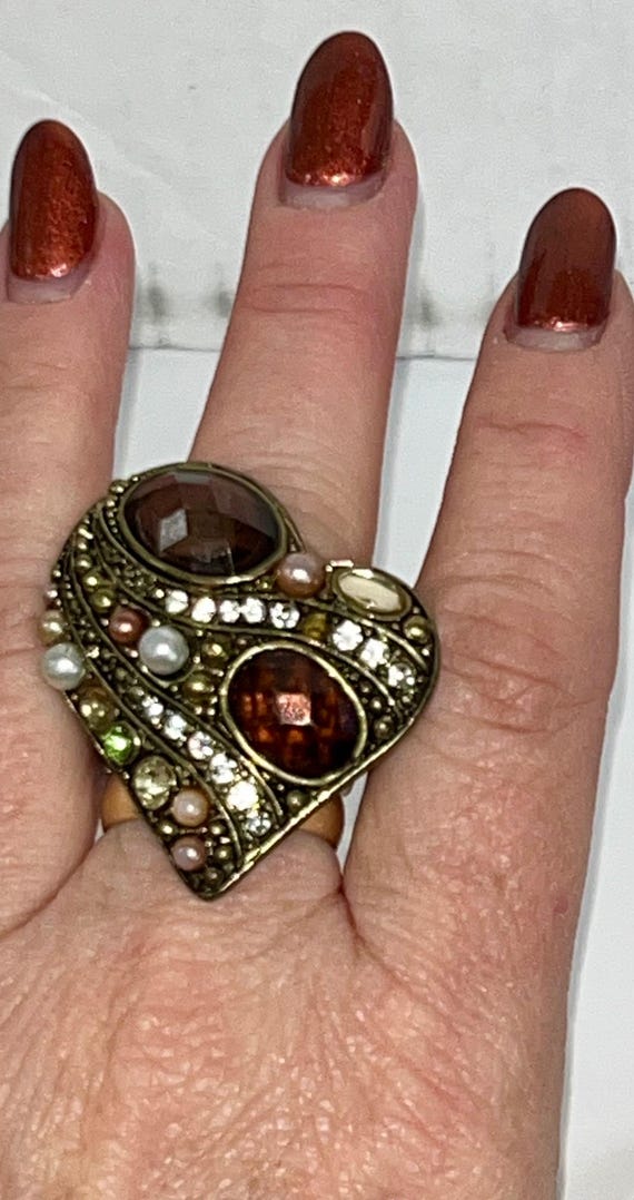 Boho Heart Statement Ring | Crystal, Rhinestone &… - image 5