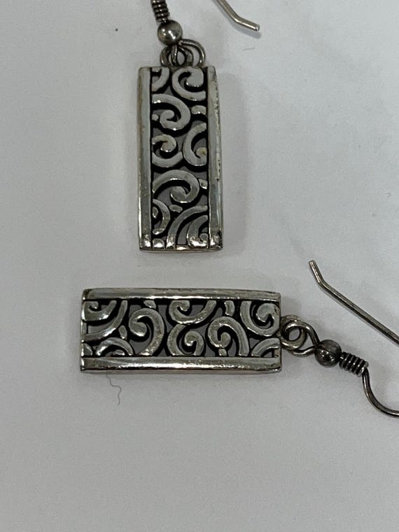 Brighton Silver Scroll Rectangle Drop Earrings - image 4