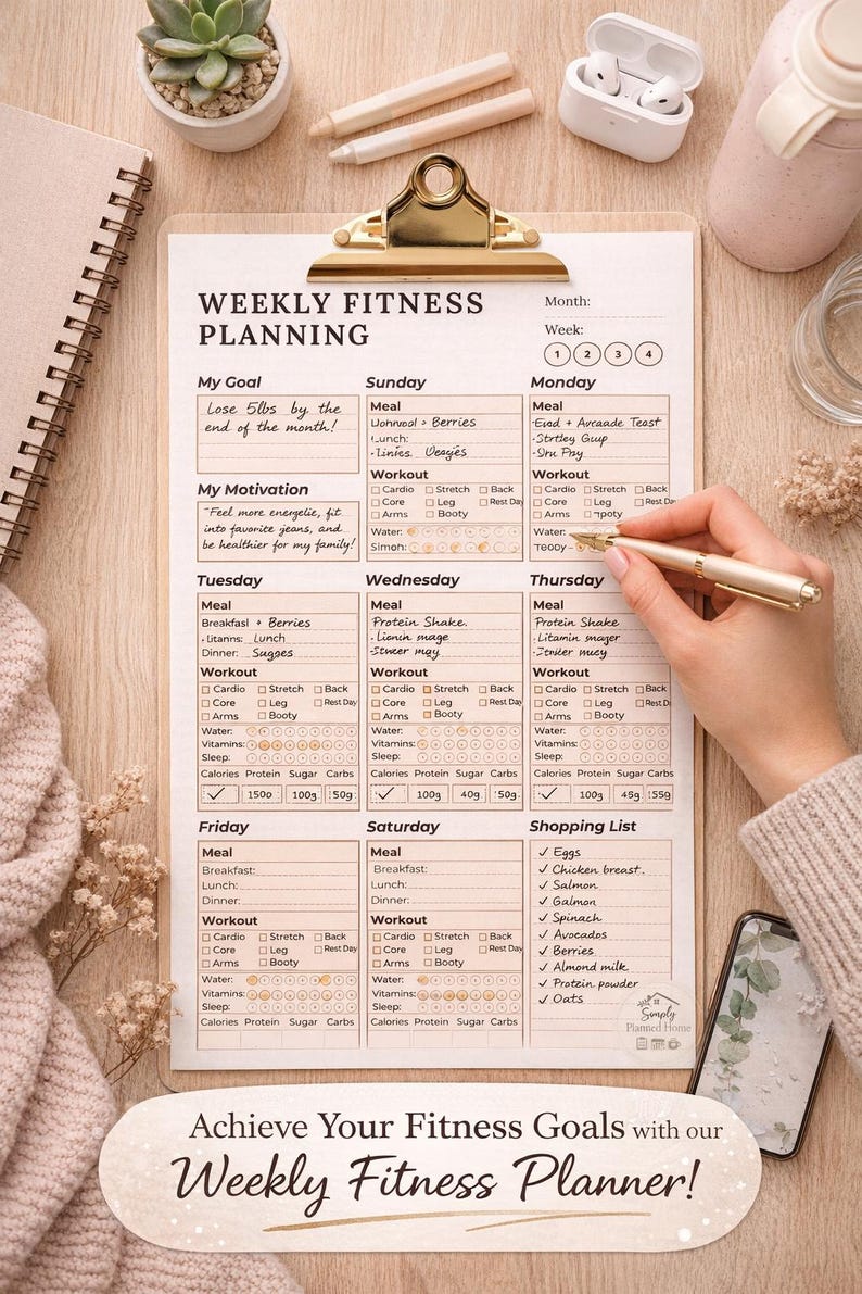 Fitness Weekly Routine Simple Week Workout and Meal Planning - Etsy