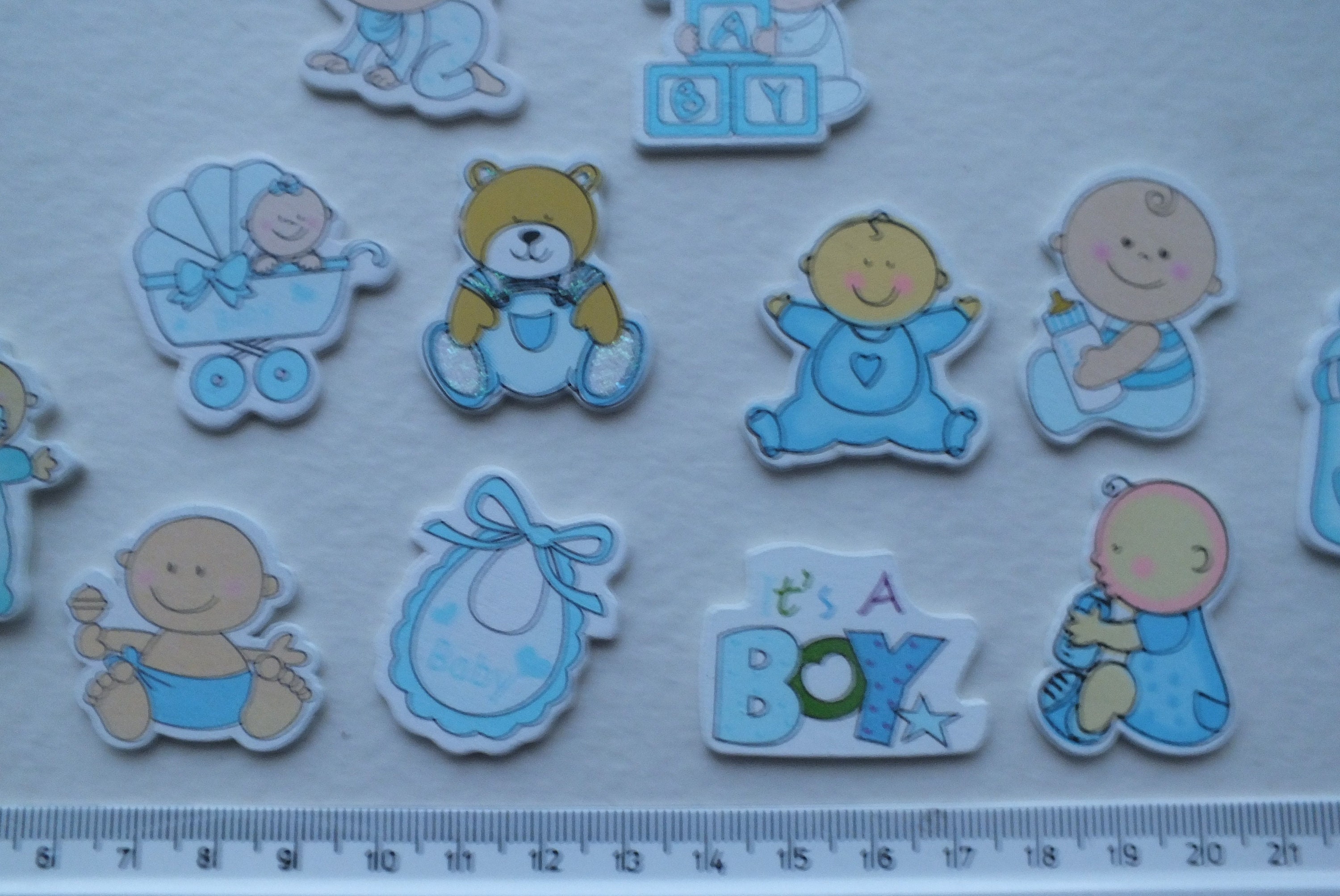 12 small wooden embellishments Baby Boy Blue baby shower Etsy