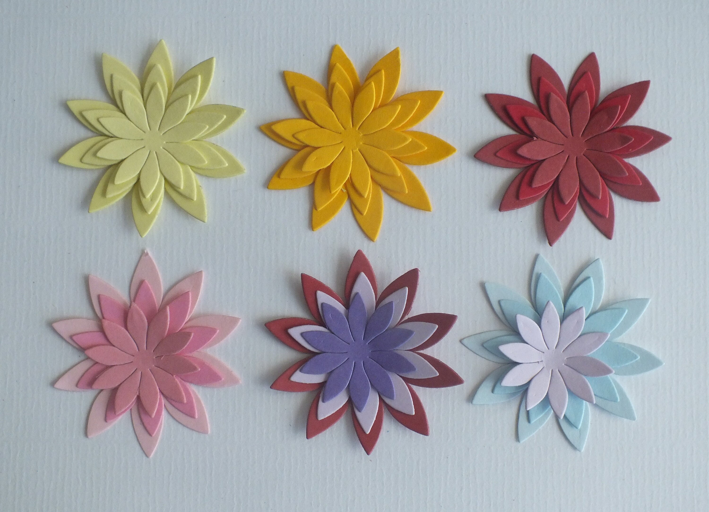 6 Layered Flower Die Cut Shapes Embellishments Floral Projects Etsy UK