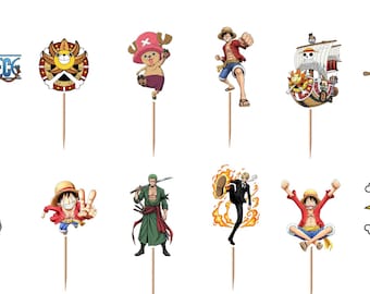 Anime One Piece Cupcake Toppers 12pc, 24pc, 36pc