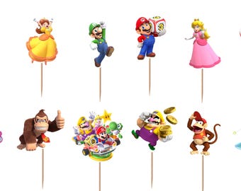 Mario Party Cupcake Toppers 12pc, 24pc, 36pc