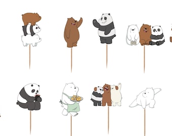 We Bare Bears Cupcake Toppers 12pc, 24pc, 36pc